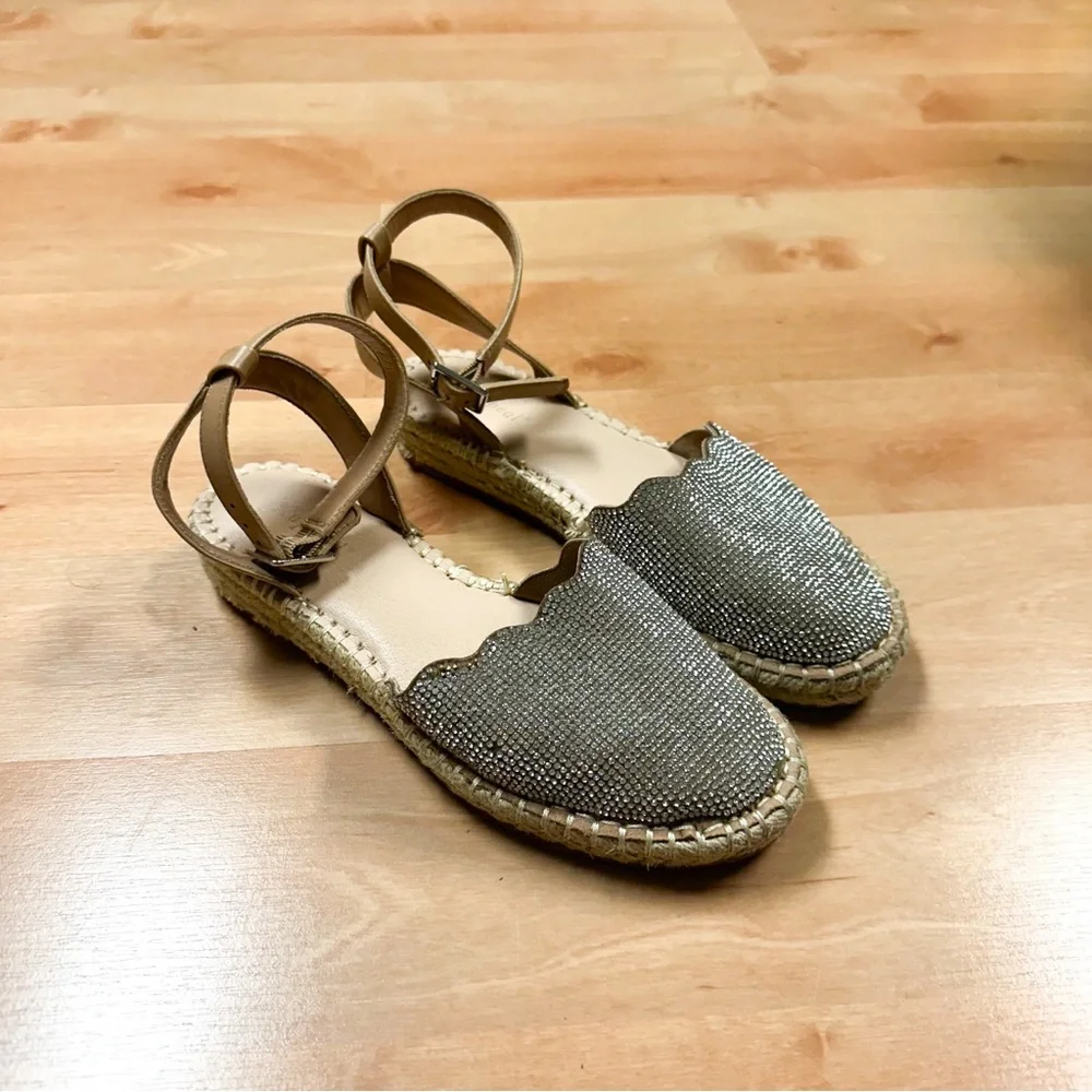 XAppeal Ankle Strap Bling Toe Espadrille Sandals Girls Size 6